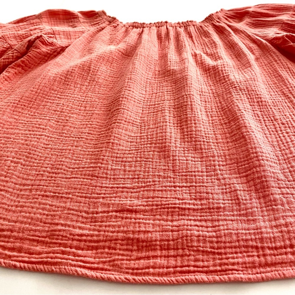 Before You Coral Cotton Top Size Medium Gauze Casual Off-Shoulder Summer Modest - Picture 6 of 12